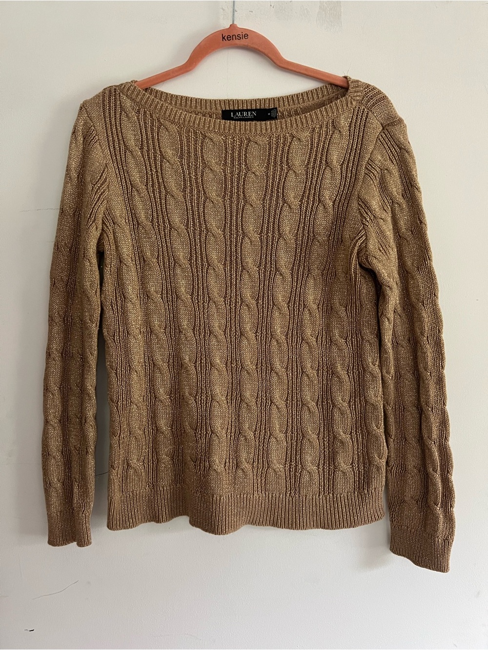 Ralph Lauren Cable-Knit Crewneck Sweater - Camel Brown